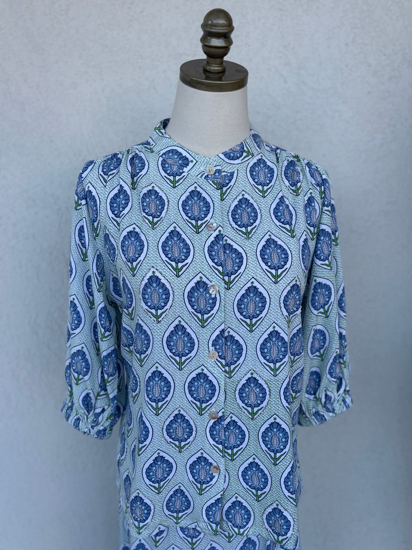 Bluebell Breeze Beaded Button Top