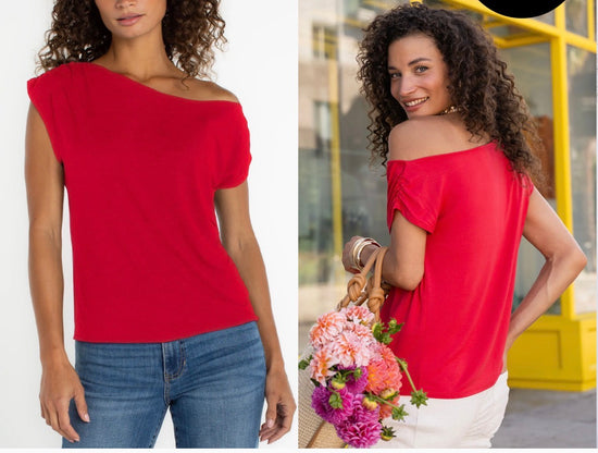 Asymmetrical Off Shoulder Knit Top