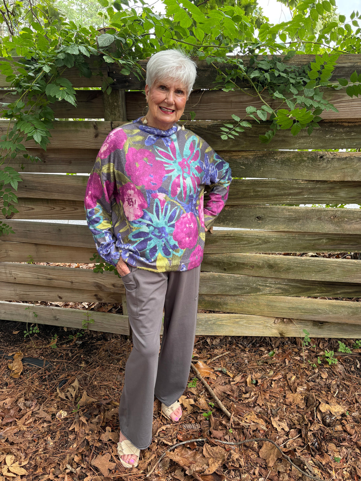 Cozy Bloom Roll Neck Sweater