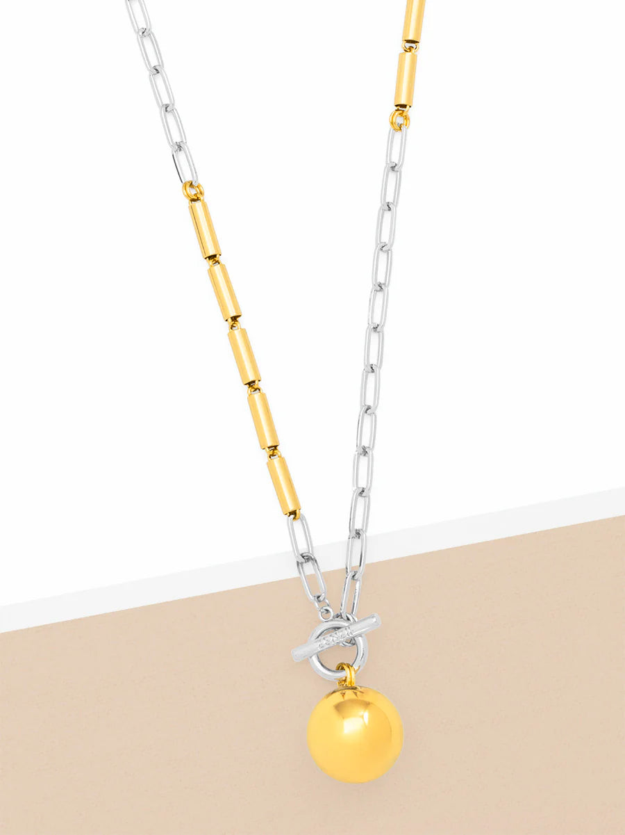 Two Toned Tube And Link Necklace
