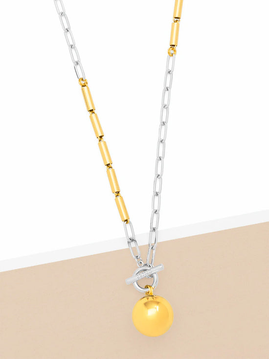 Two Toned Tube And Link Necklace