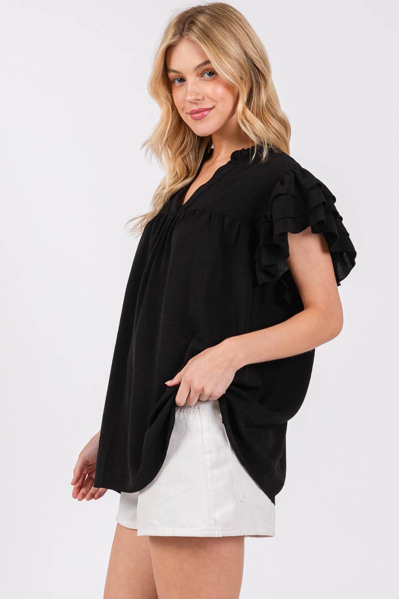Airflow Ruffle Sleeve Blouse
