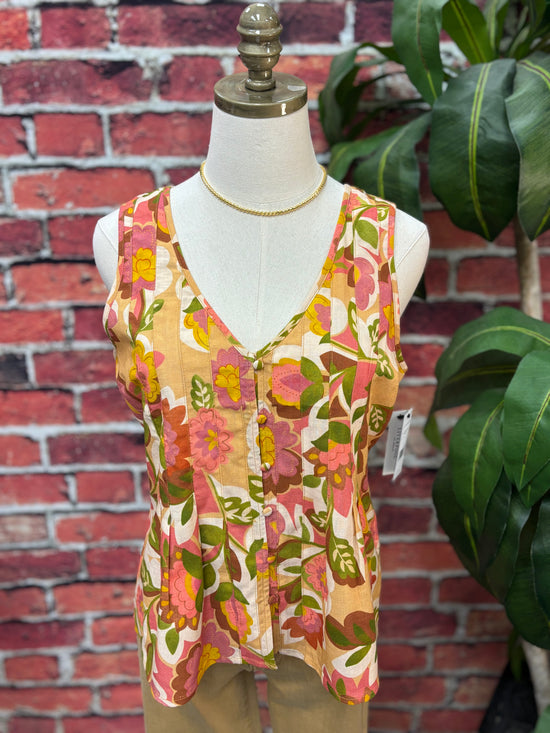 Retro Bloom V-Neck Tank