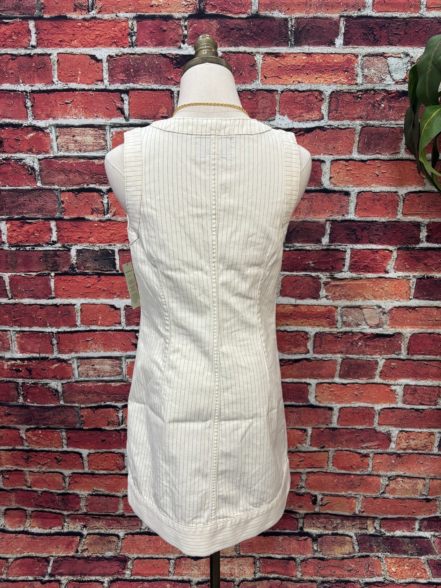 Pinstripe Button-Front Denim Dress