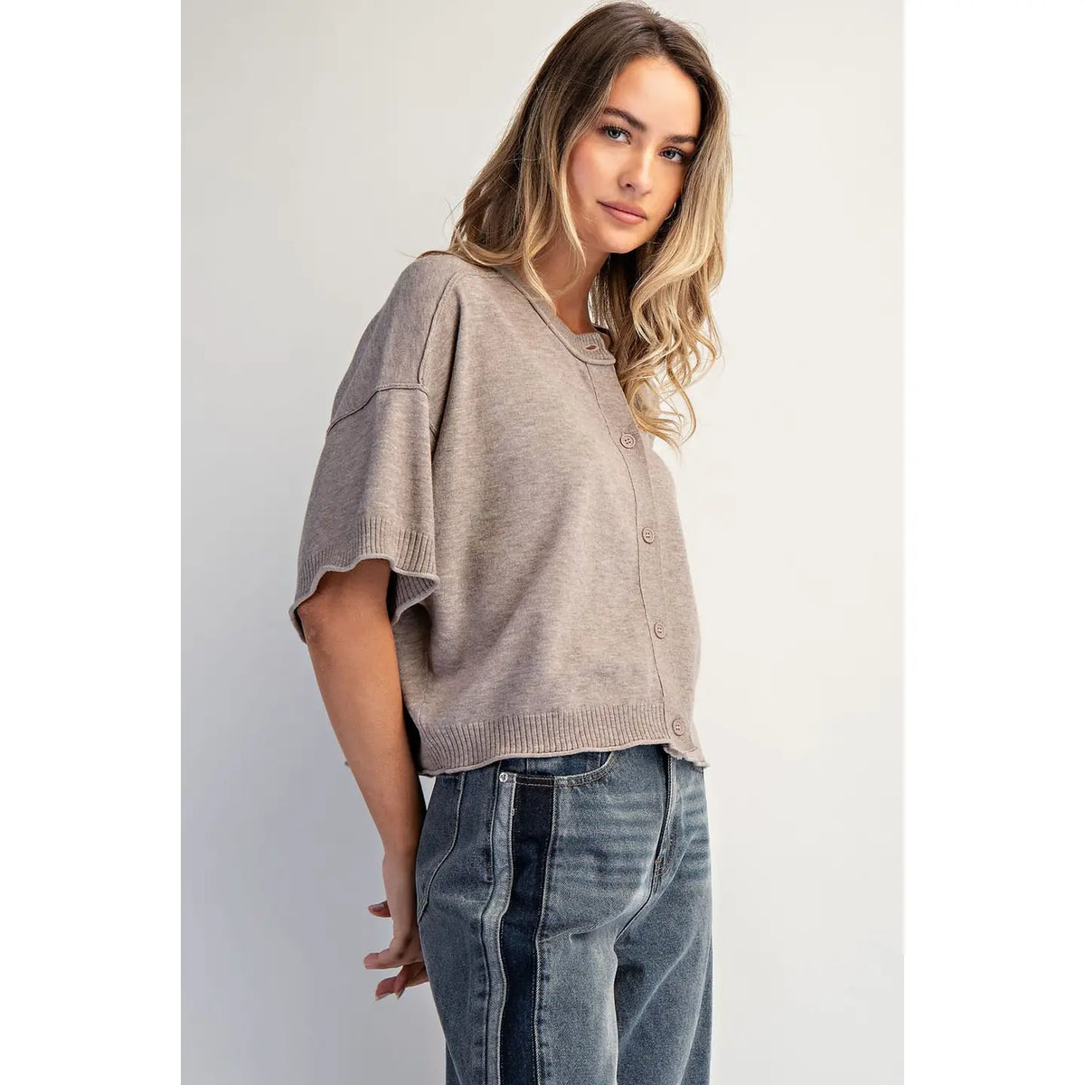 Crew-neck Cashmere Cardigan