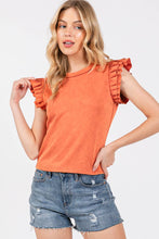 Load image into Gallery viewer, Mineral Washed Ruffle Sleeve Top
