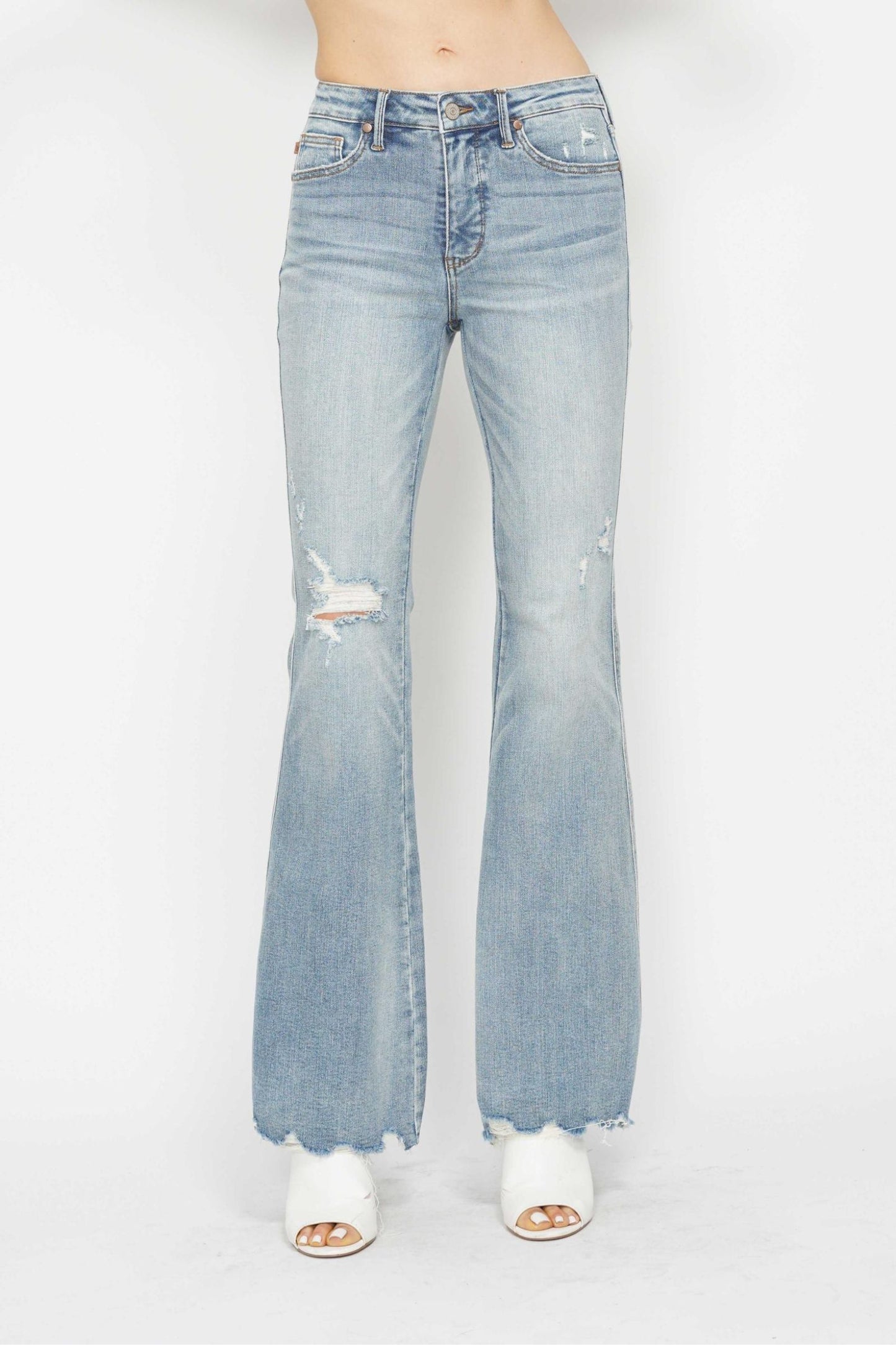 Judy Blue Mide Rise Tummy Control Destroy Flare