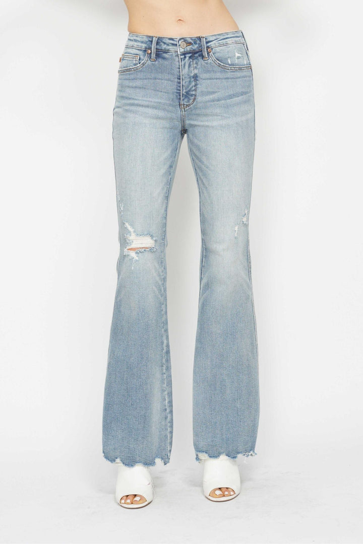 Judy Blue Mide Rise Tummy Control Destroy Flare