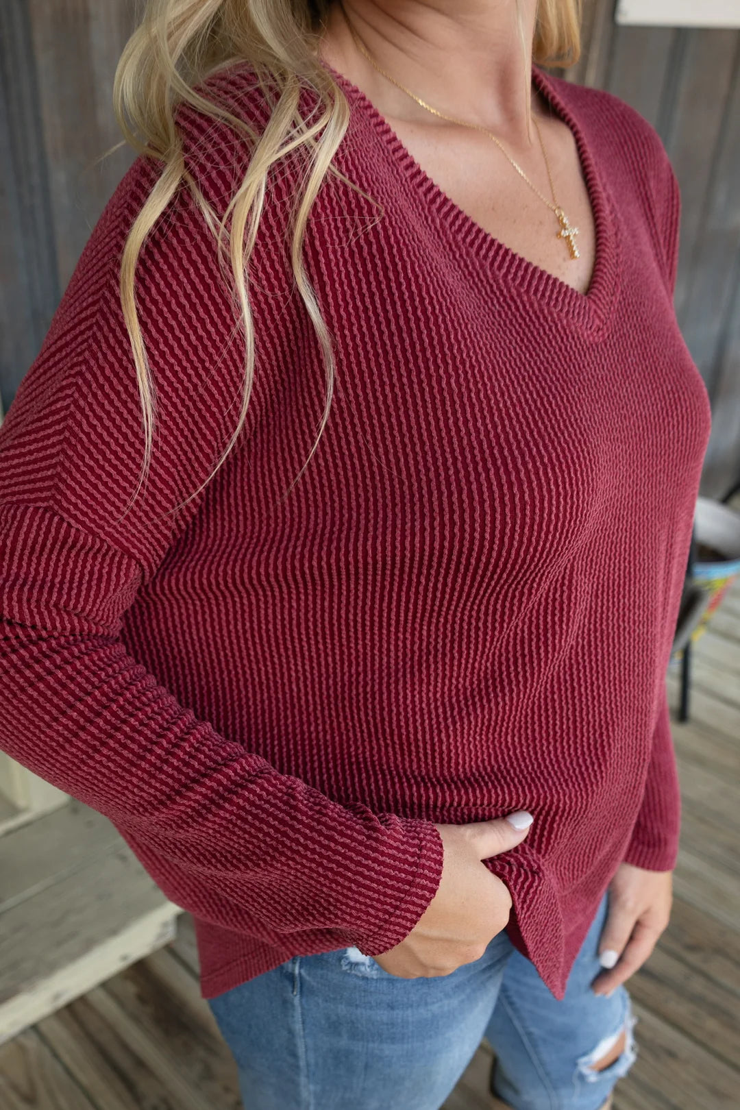 Wave Rib Long Sleeve Top