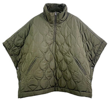 Load image into Gallery viewer, Quarter Zip Quilted Puffer Poncho

