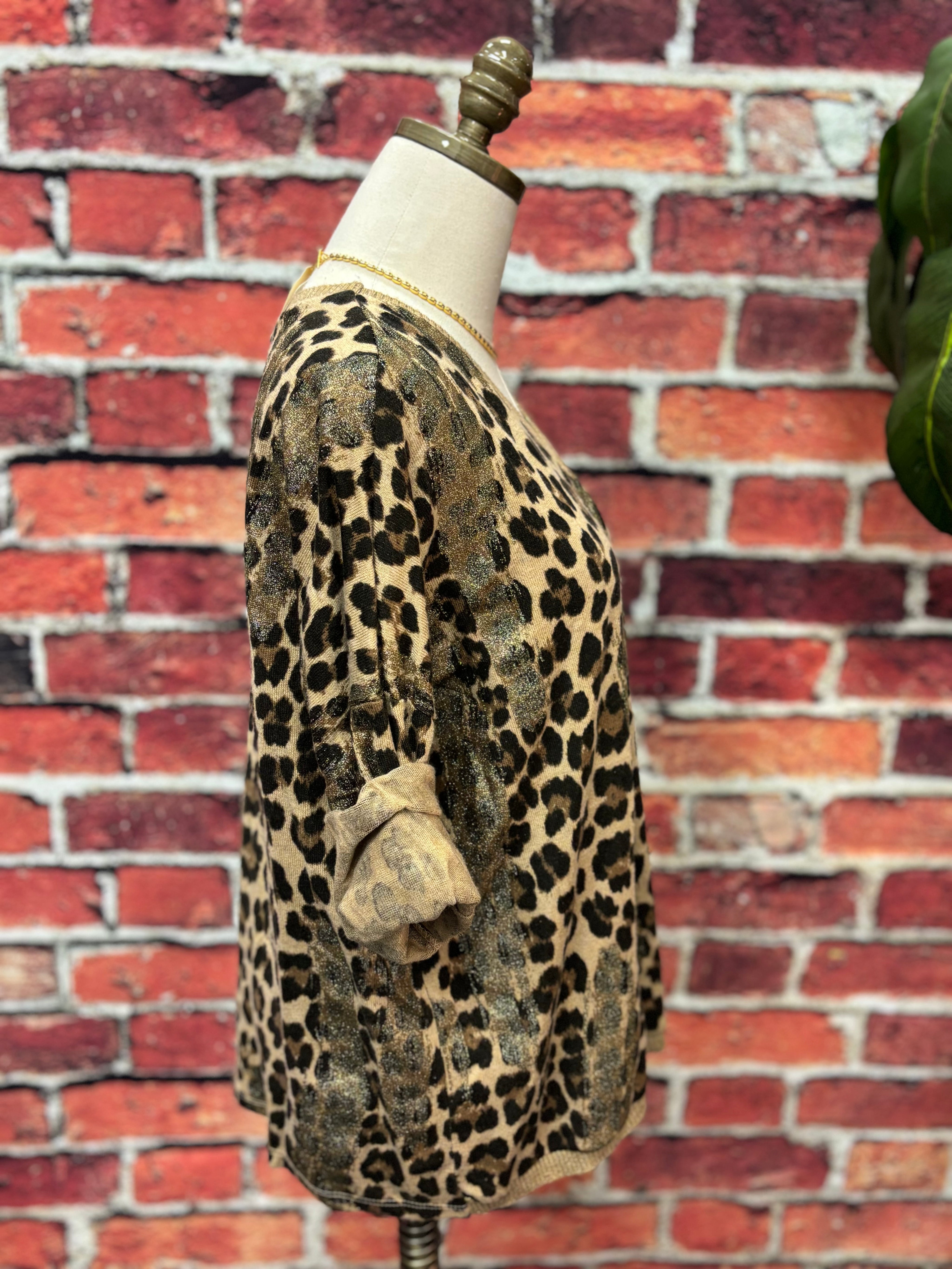 Shimmer Leopard V-Neck Sweater *FINAL SALE*
