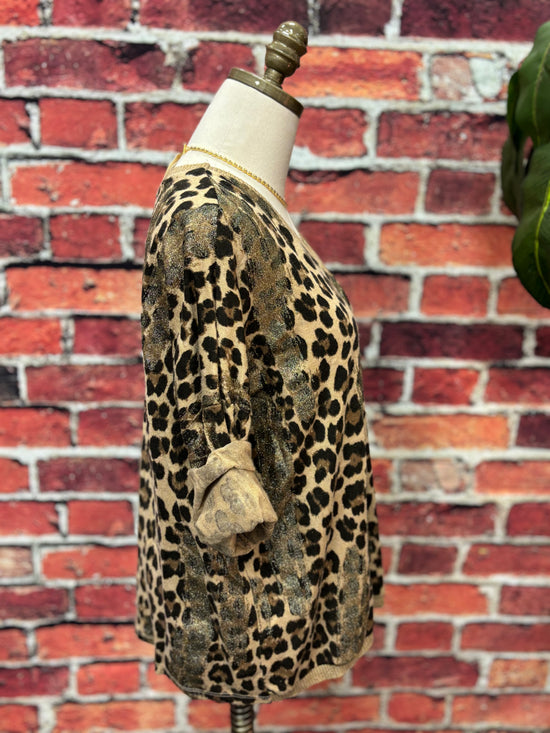 Shimmer Leopard V-Neck Sweater *FINAL SALE*