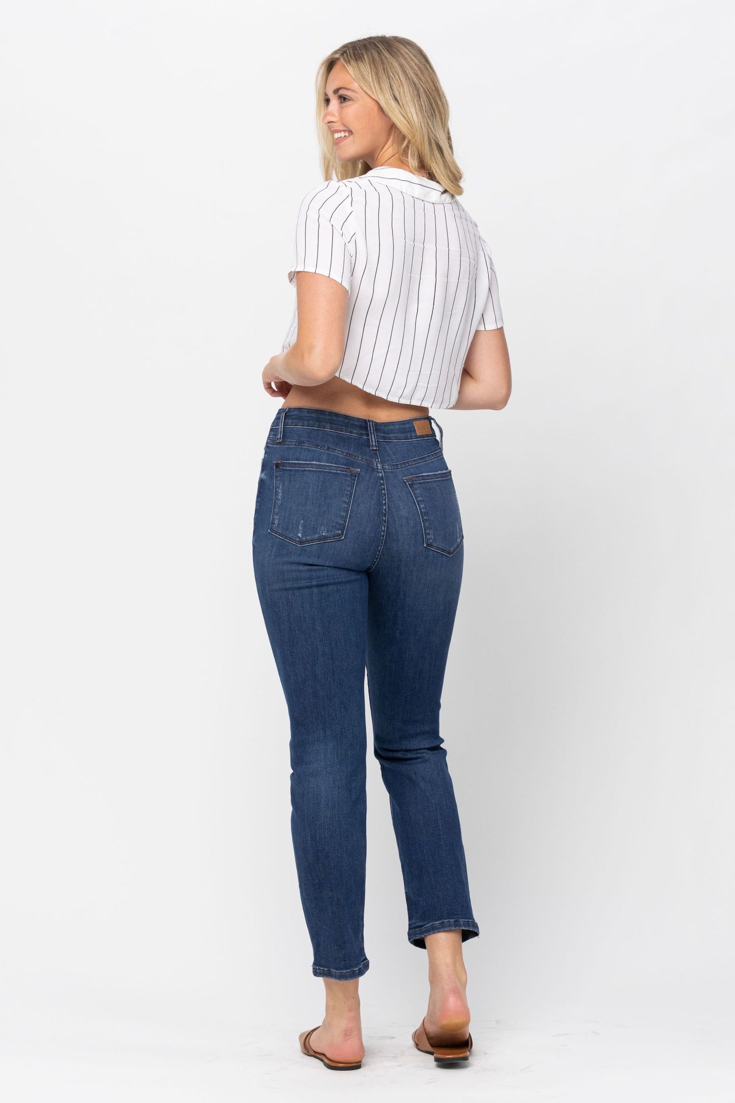 Judy Blue High Waist Zigzag Button Fly Boyfriend