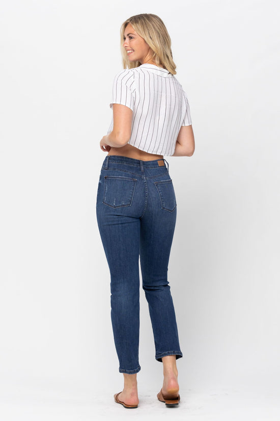 Judy Blue High Waist Zigzag Button Fly Boyfriend