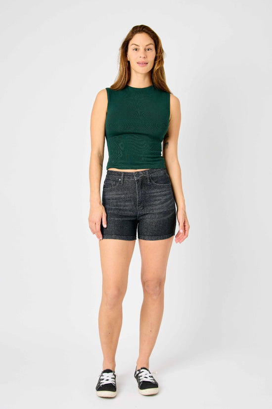 Judy Blue High Waist Tummy Control Washed Black Shorts *FINAL SALE*