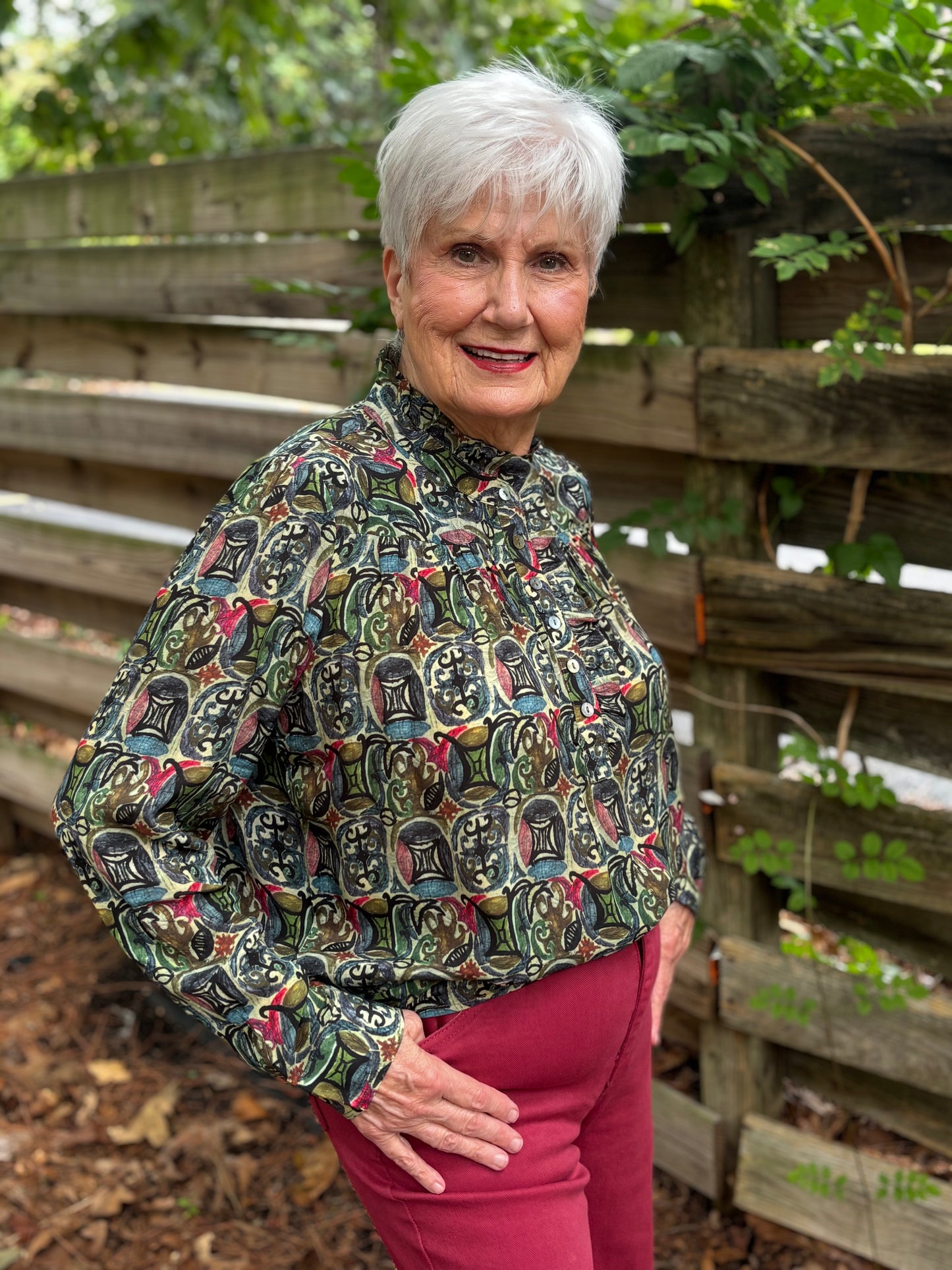 Ruffle Half Placket Blouse