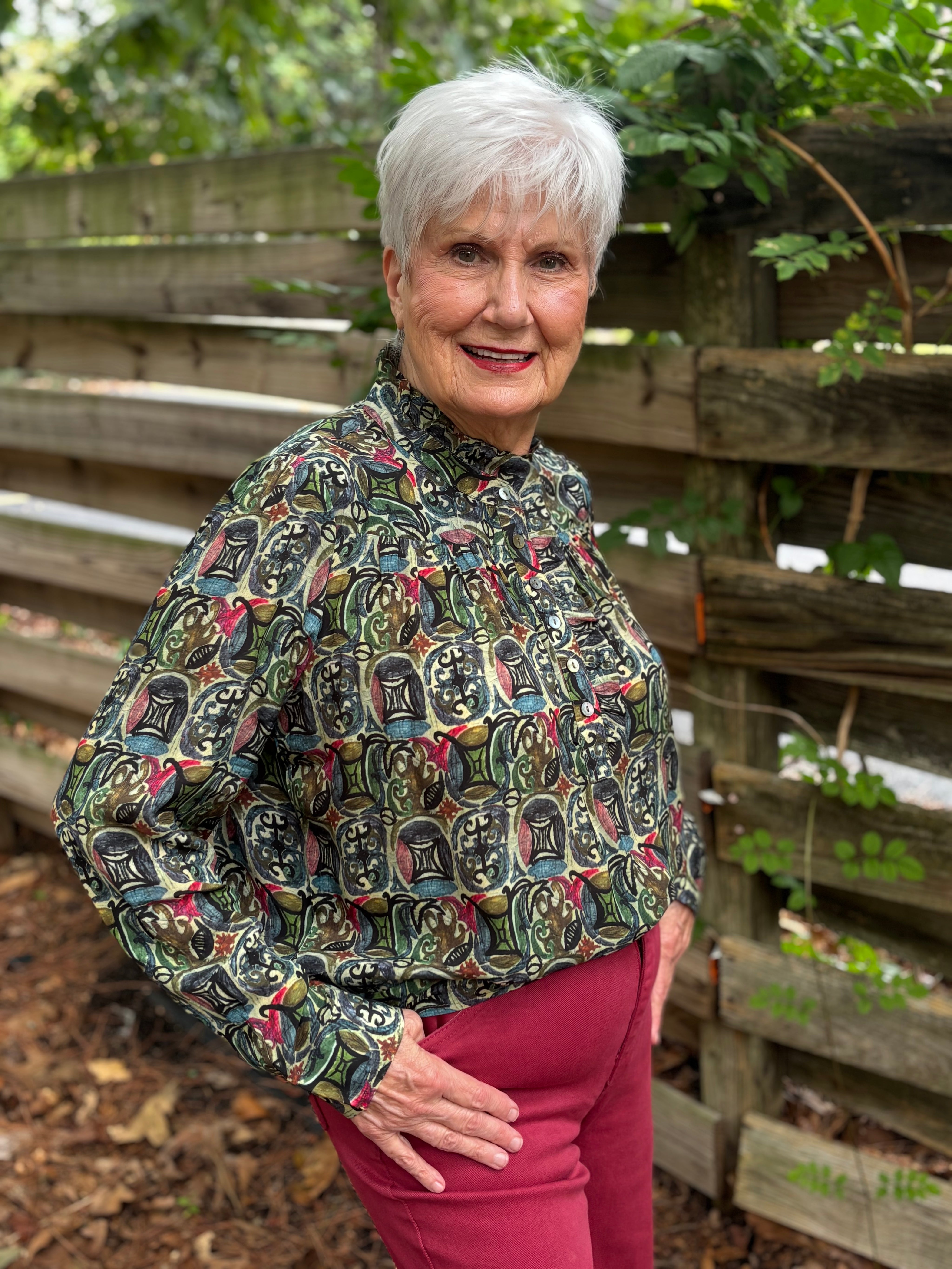 Ruffle Half Placket Blouse