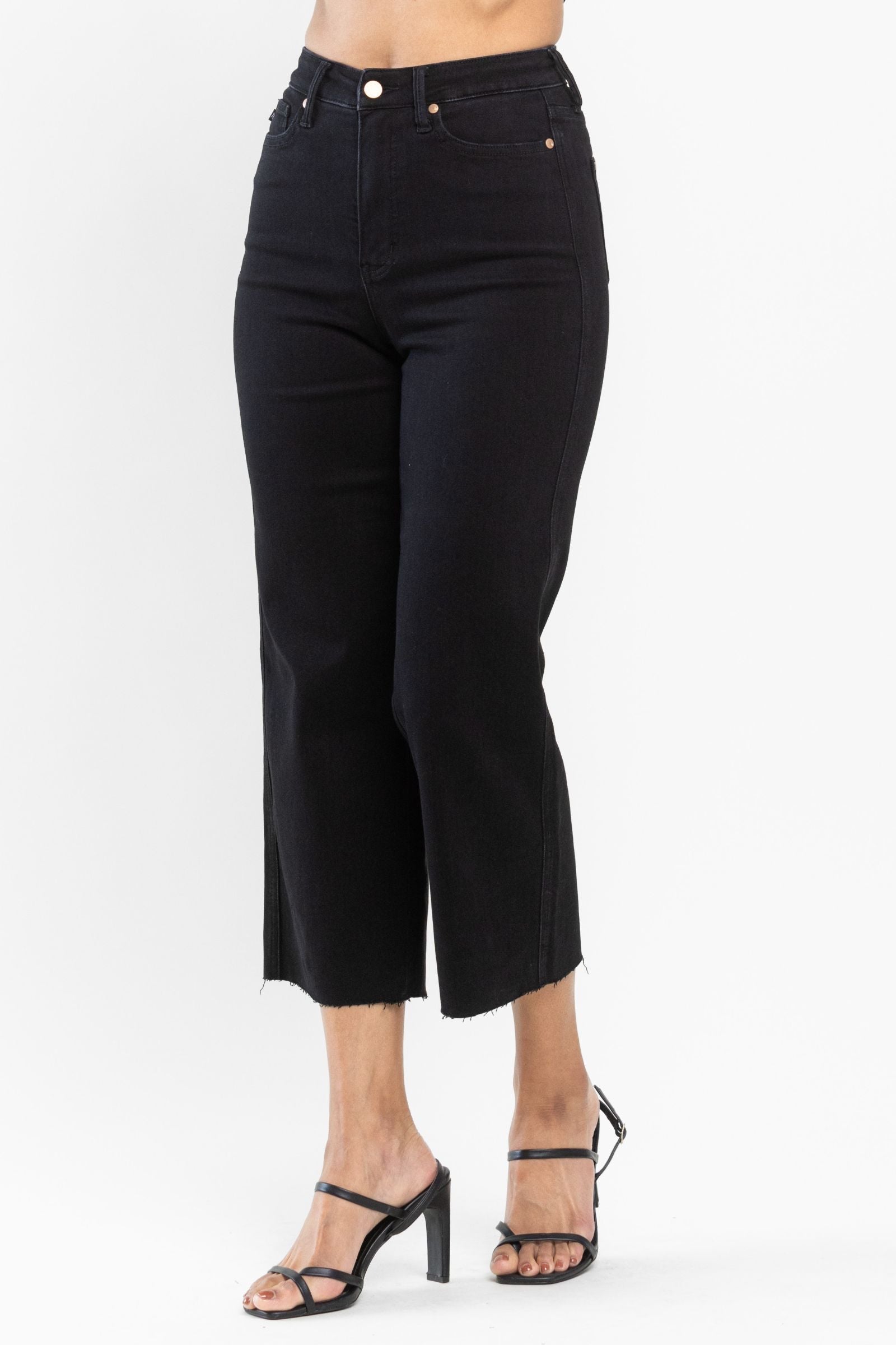 Judy Blue HW Tummy Control Raw Hem Crop Wide Leg *FINAL SALE*
