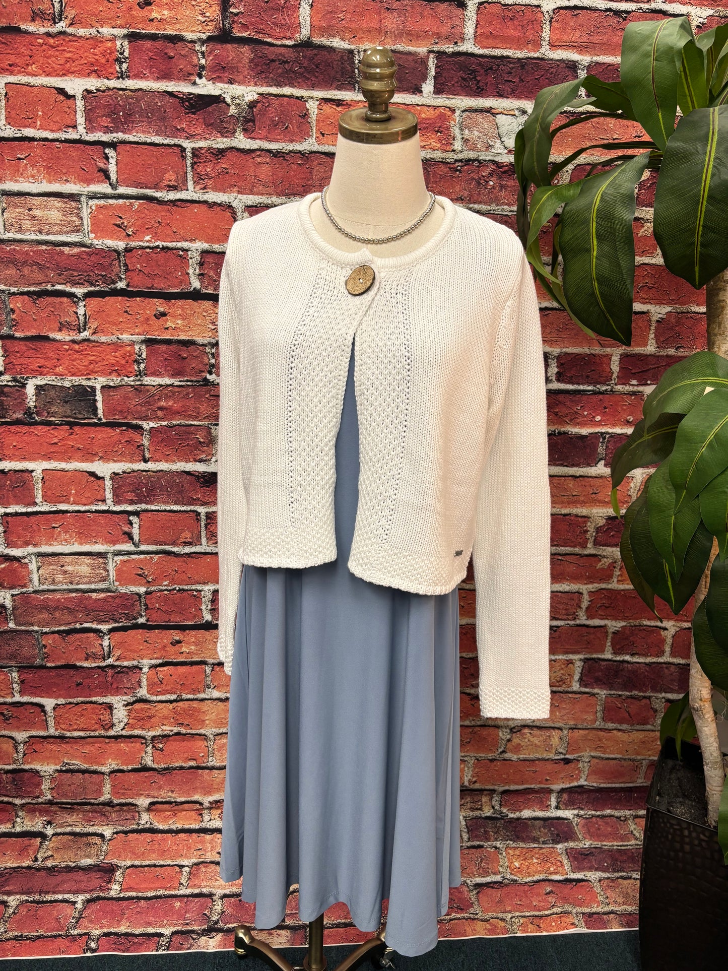 Classic White One-Button Cardigan