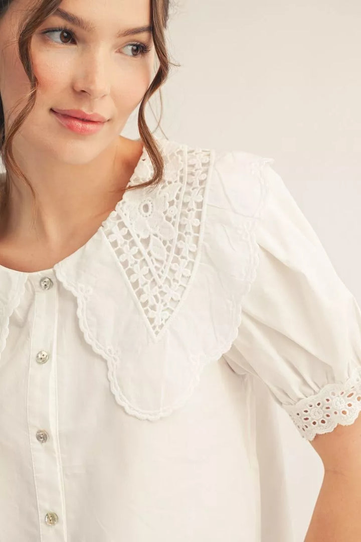 Vintage Darling Lace Collar Top
