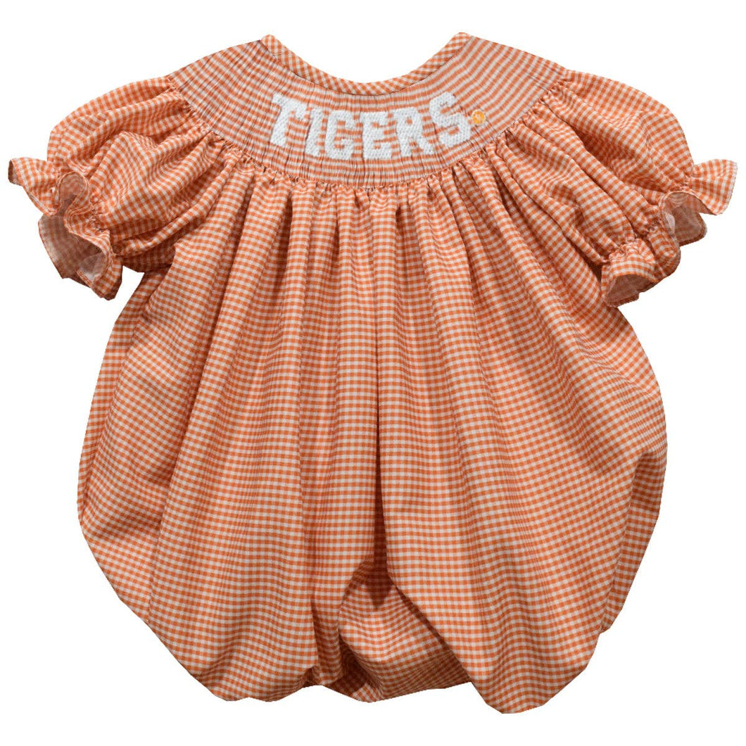 Clemson Tigers Smocked Short Sleeve Girls Bubble