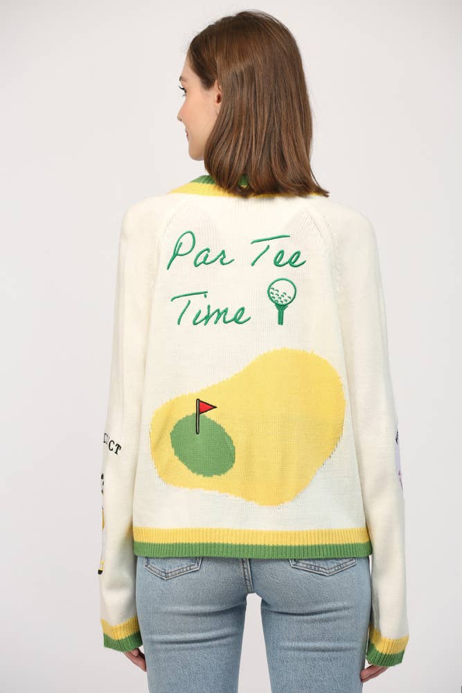 GOLF EMBROIDERED PATCH CARDIGAN
