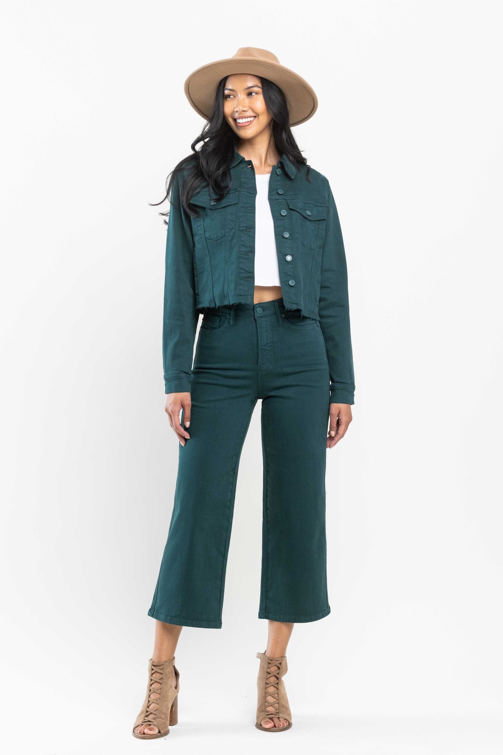 Judy Blue High Waist Tummy Control Garment Dyed Wide Crop *FINAL SALE*