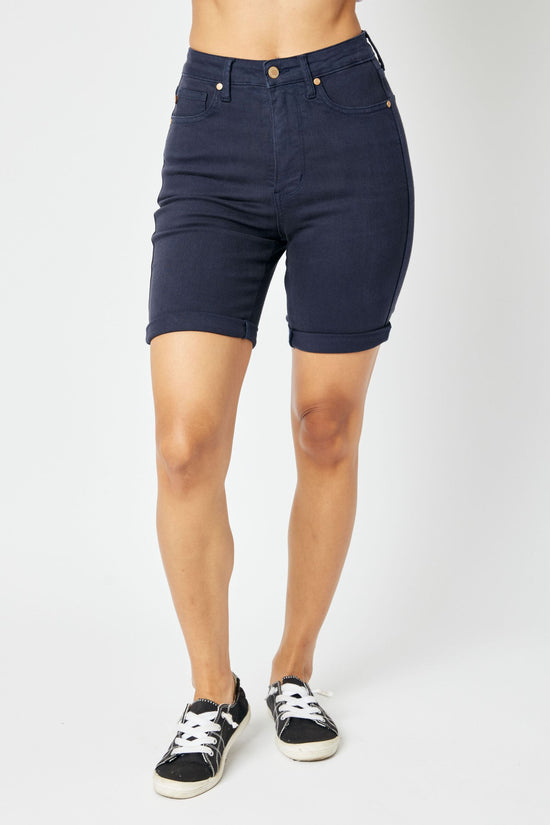 Judy Blue High Waist Garment Dyed Tummy Control Bermuda Shorts