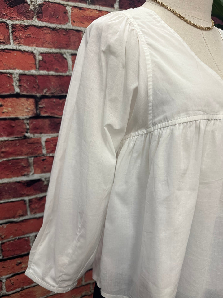 Cotton V-Neck Blouse