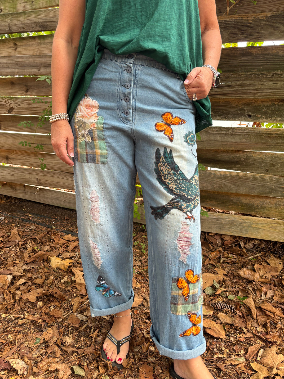 Blue Bird Patch Pants