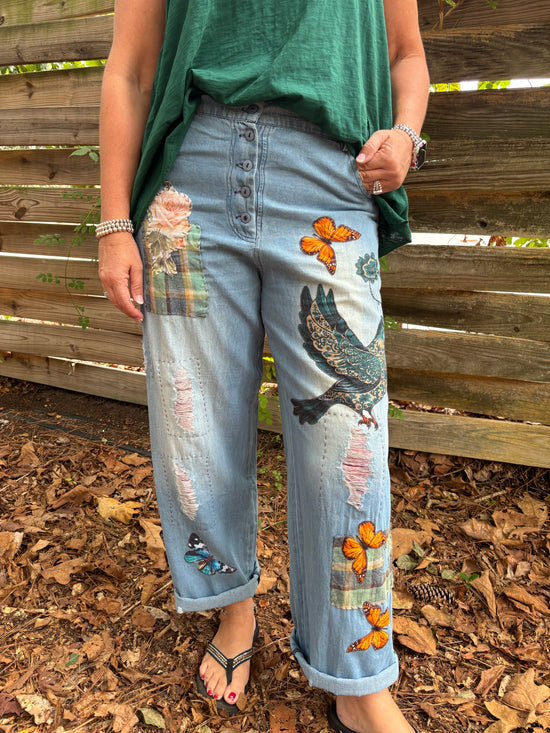 Blue Bird Patch Pants