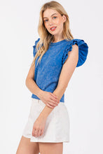 Load image into Gallery viewer, Mineral Washed Ruffle Sleeve Top
