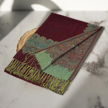 Load image into Gallery viewer, Border Pashmina Scarf Shawl with Fringe
