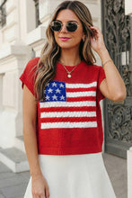 Load image into Gallery viewer, USA Flag Graphic Short Sleeve Sweater Top

