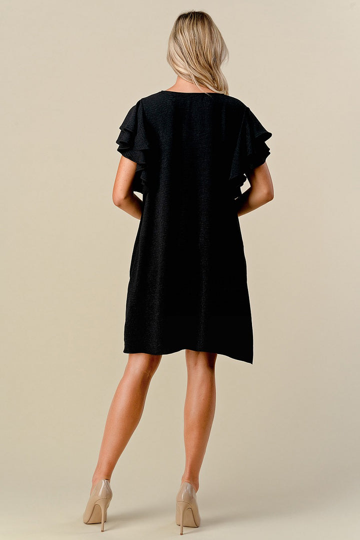 Midnight Ruffle Sleeve Dress