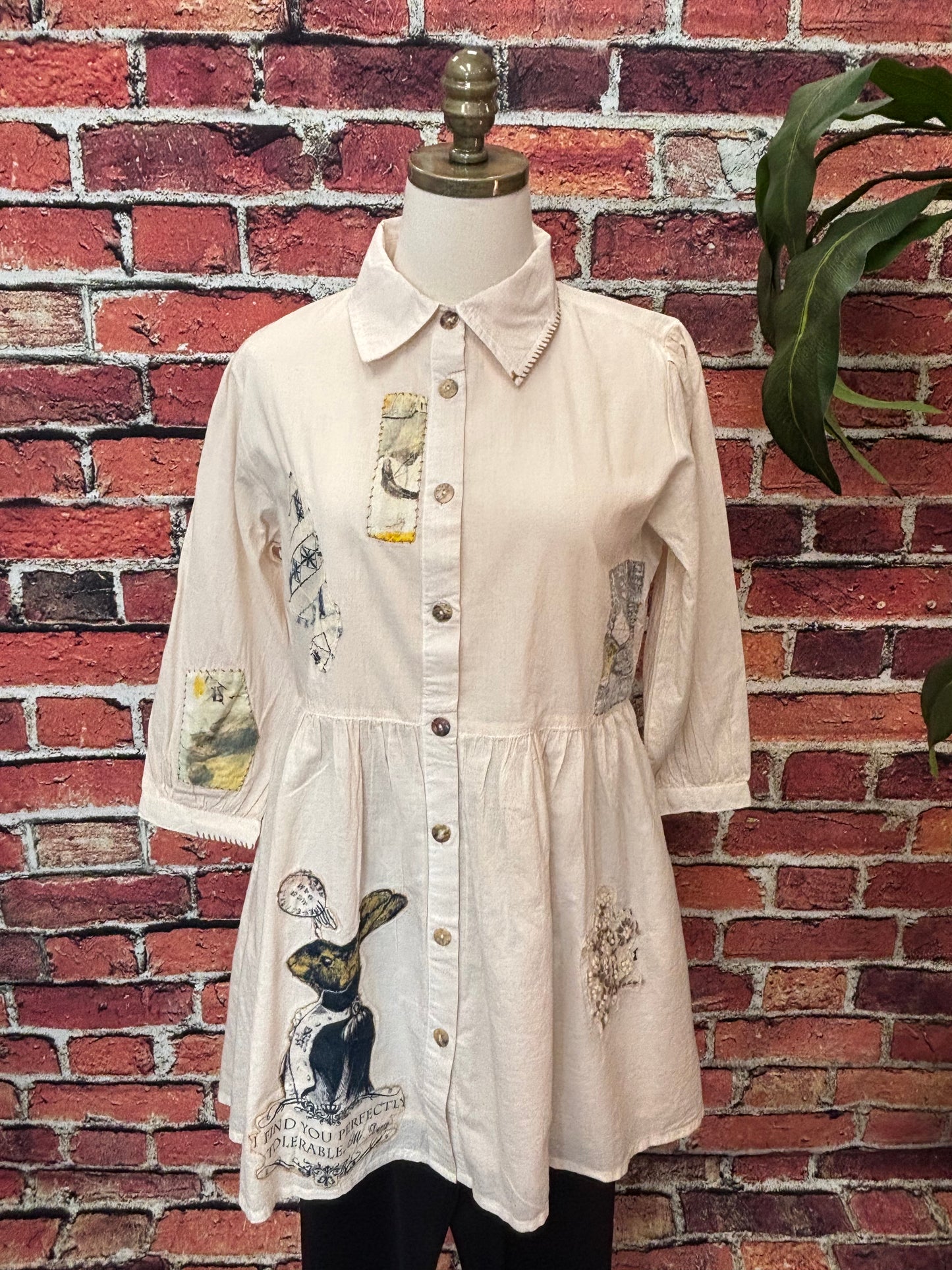 Vintage Storybook Cotton Shirt Dress