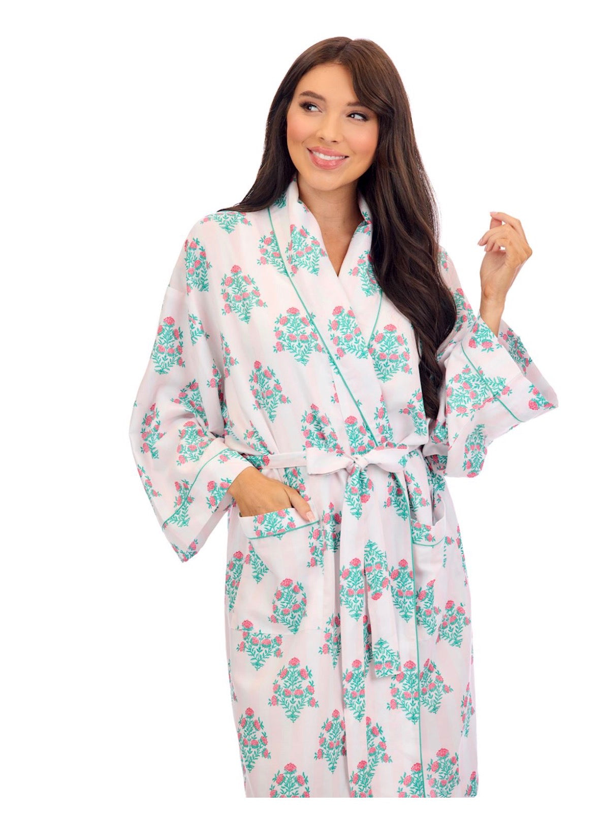 Dahlia Block Print Robe