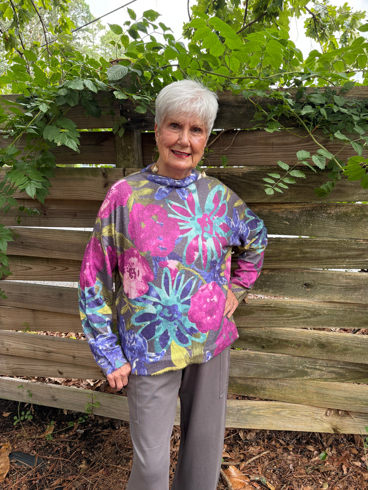 Cozy Bloom Roll Neck Sweater