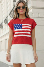 Load image into Gallery viewer, USA Flag Graphic Short Sleeve Sweater Top

