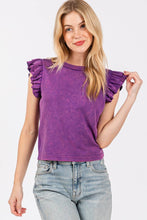 Load image into Gallery viewer, Mineral Washed Ruffle Sleeve Top
