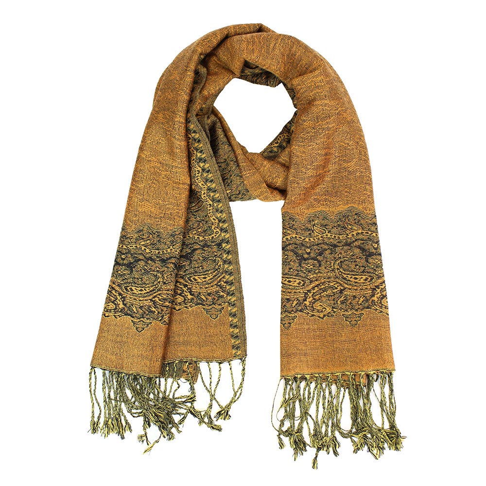 Border Pashmina Scarf Shawl with Fringe