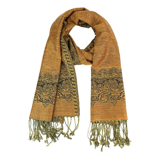 Border Pashmina Scarf Shawl with Fringe