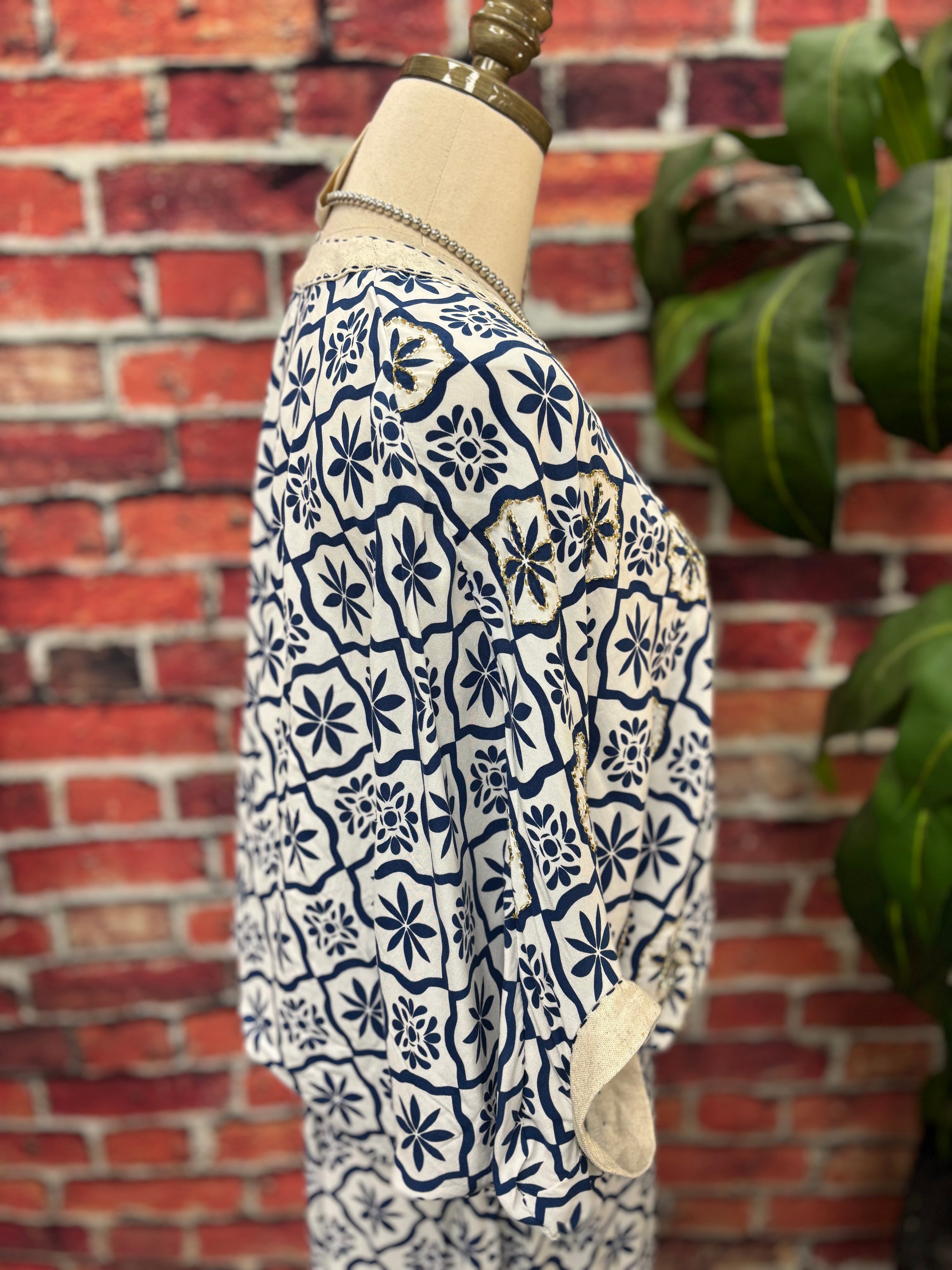 Coastal Charm Beaded Dolman Top