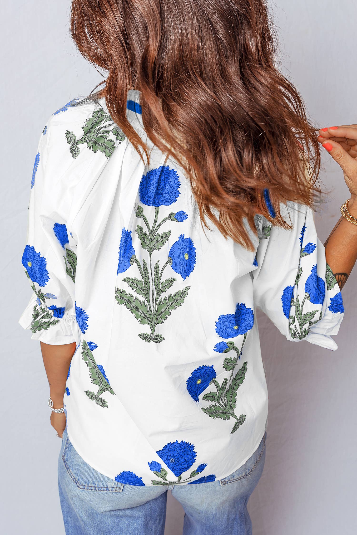 Spring Wild Flower V Neck Blouse