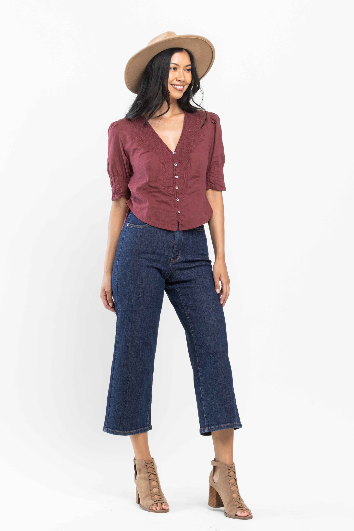 Judy Blue High Waist Tummy Control Tailored Crop Wide *FINAL SALE*