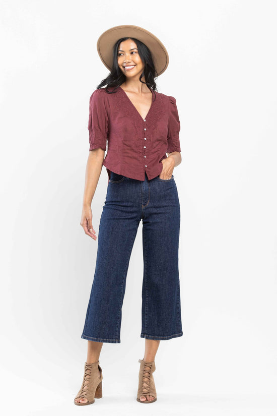 Judy Blue High Waist Tummy Control Tailored Crop Wide *FINAL SALE*