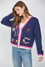 Load image into Gallery viewer, GOLF EMBROIDERED PATCH CARDIGAN
