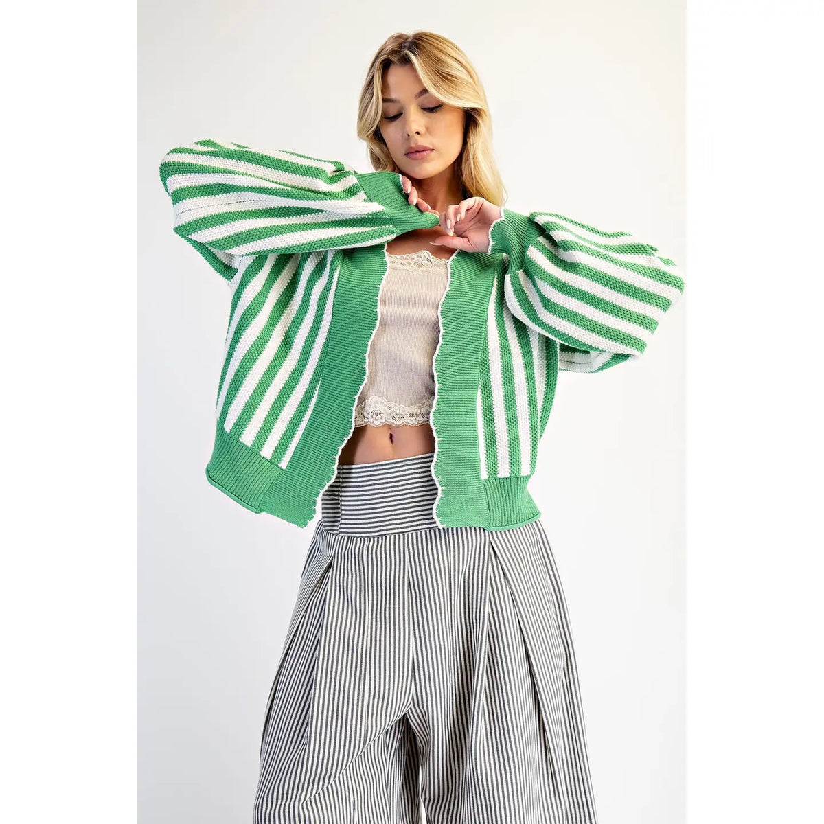 Everyday Knit Scalloped Cardigan Sweater