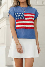 Load image into Gallery viewer, USA Flag Graphic Short Sleeve Sweater Top
