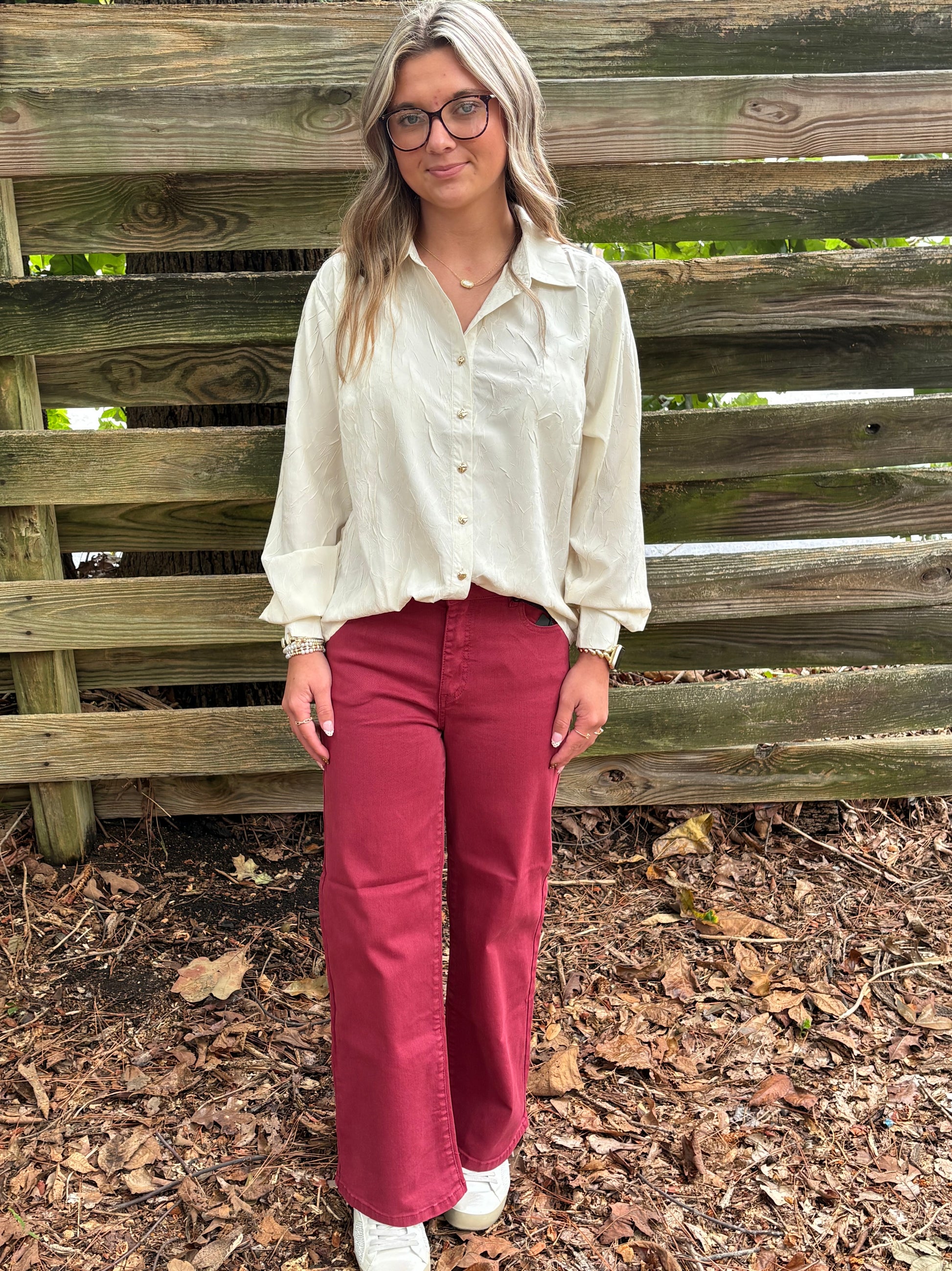 Textured Button Down Shirt Top